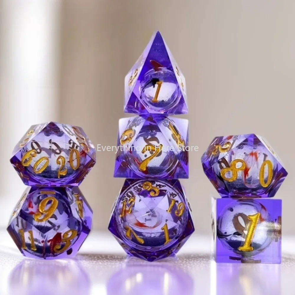 

7pcs/set Resin Dice Liquid Core Polyhedral Dice Set for Dungeons & Dragons COC Run Cthulhu Run Board Game Dice props