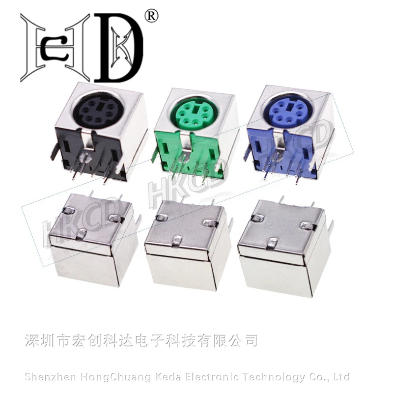 5 Pieces For PS2 Keyboard Socket Female Jack For PS2 Mouse Socket 6-Pin Purple Green Black Connector