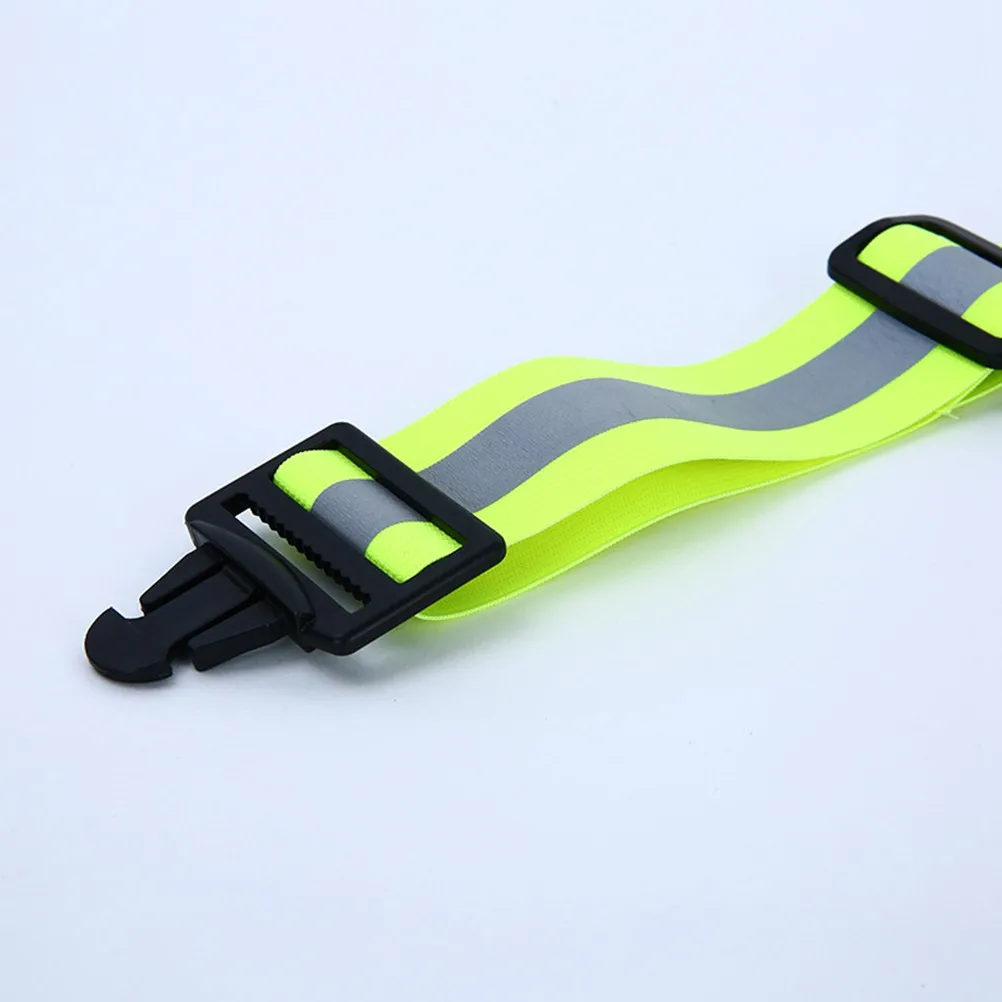 2Pcs Fluorescent Green Reflective Waistband Elastic Adjustable High Visibility Safety Belt for Night Running Cycling Walking