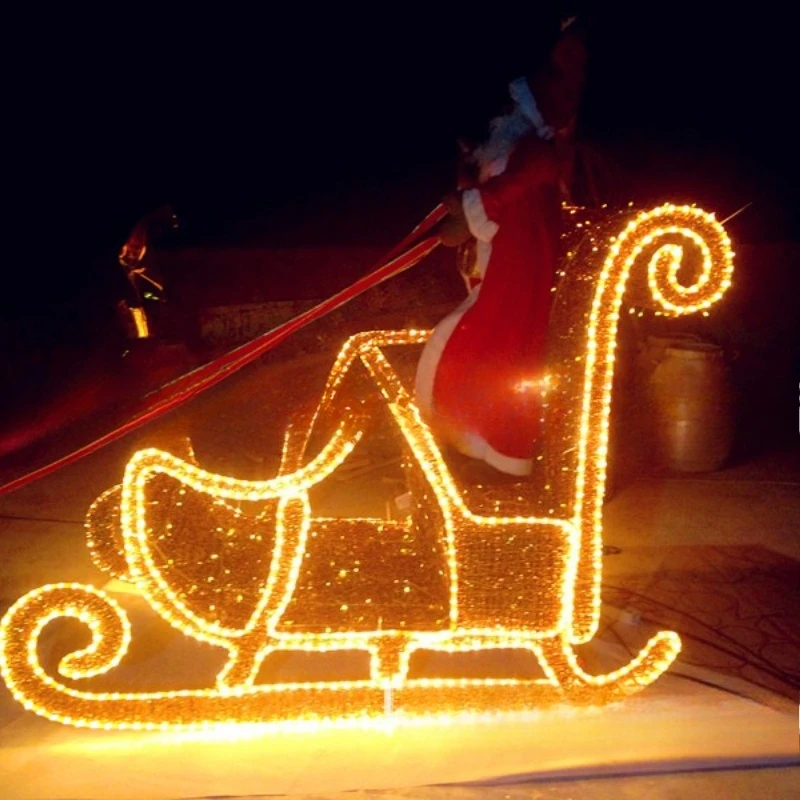 

wrought iron deer car/rainbow tube sleigh/Christmas deer car/shopping mall square decoration car/festival supplies/flower lights