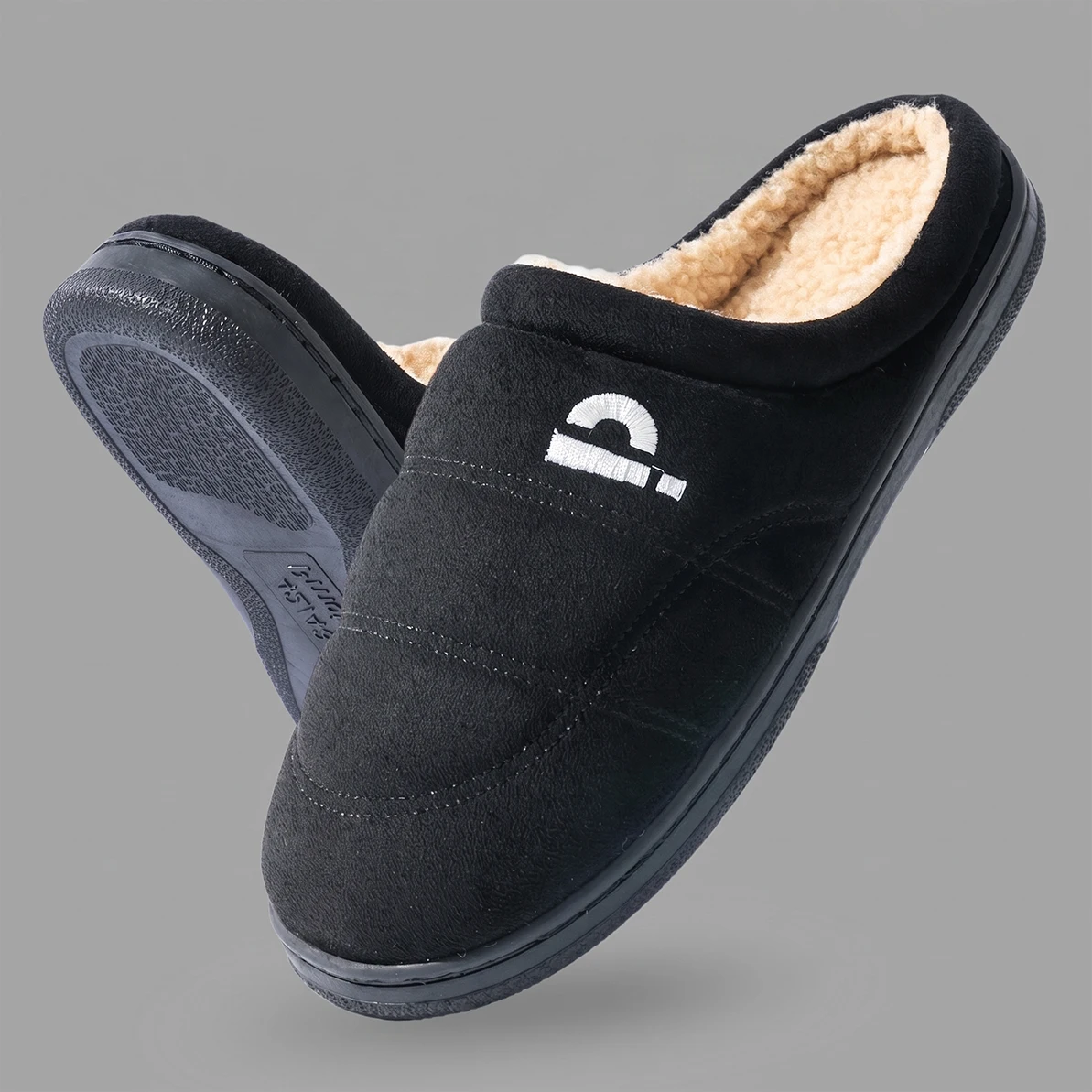 Heren winterpantoffels van effen suède TPR-zool Memory Foam Katoen Warm antislip Comfort Room Home Schoenen Groot 50/51