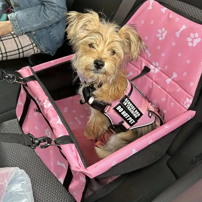

Oxford Breathable Foldable Soft Washable Pet Basket with Safety Leash Adjustable Strap Dog Car Booster Seat & Travel Basket Bed