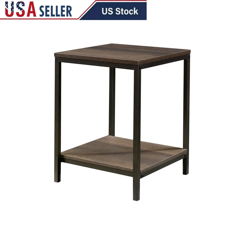 

Curiod Side Table with Open Shelf Storage Industrial Look Durable Metal Frame Living Room Bedroom Display End Table