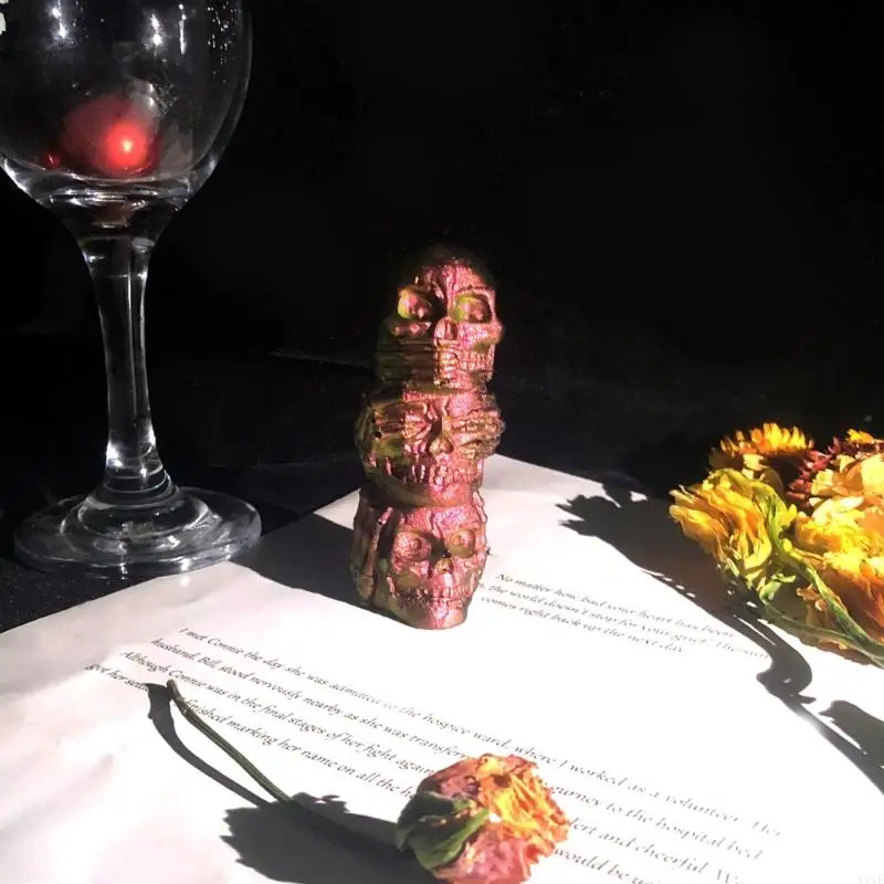 Y1UE قالب شمع على شكل جمجمة ثلاثية الأبعاد، قالب شمع على شكل هيكل عظمي من السيليكون لصنع الشموع، قالب مصنوعات يدوية من الراتينج