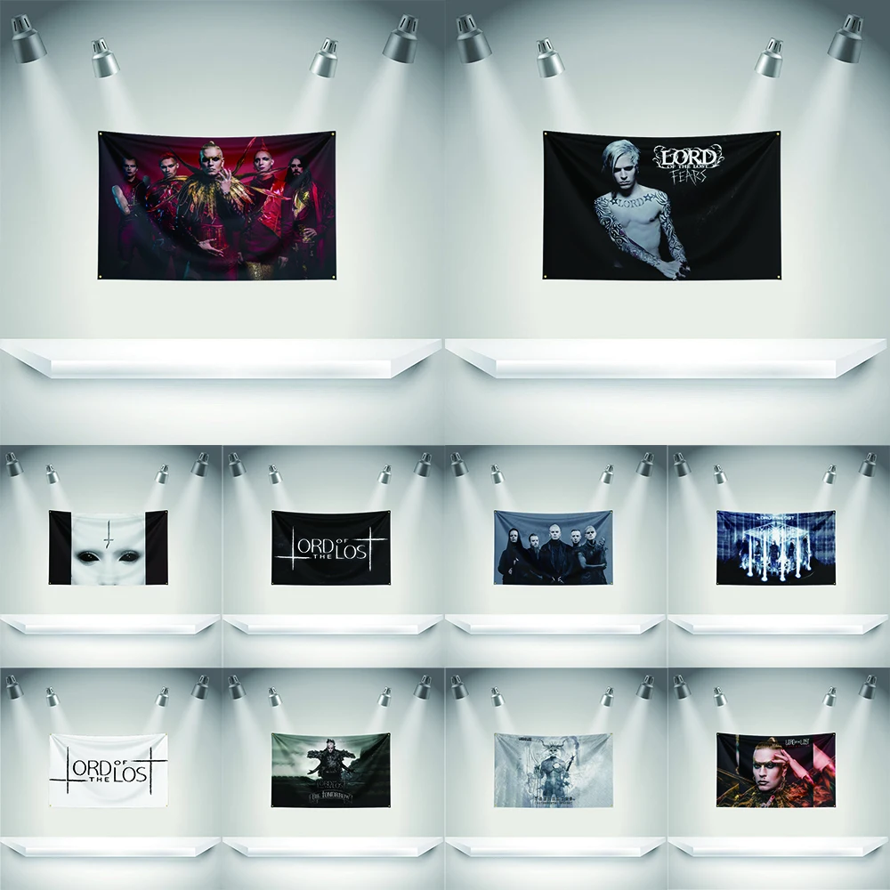 

L-Lord of the lost Flag Rock Music Band Banner 3x5ft with Grommet HD Printing Tapestry Exhibition, Music Band Fans, Garage Decor