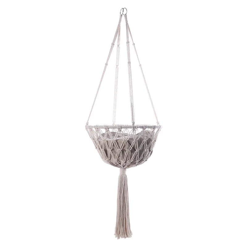 

handmade cat hammock hanging swing weaving cat nest pet basket hanging fruit net bag wall hanging