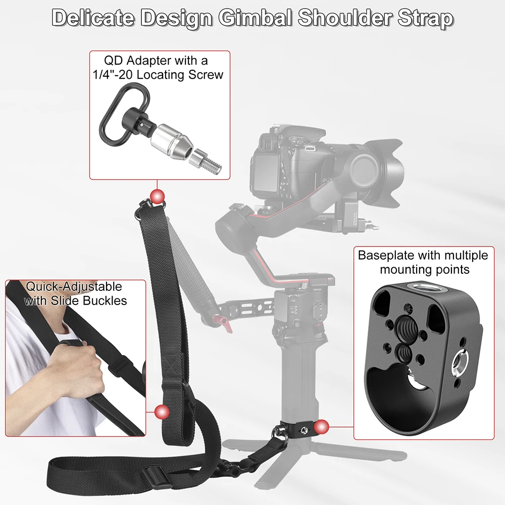 Minifocus RS 4 RS3 RS2 Weight-Reducing Shoulder Strap for Sling Handle QD Sling Swivel Mount for DJI RS4/RS3 RS4 Pro Gimbal Belt