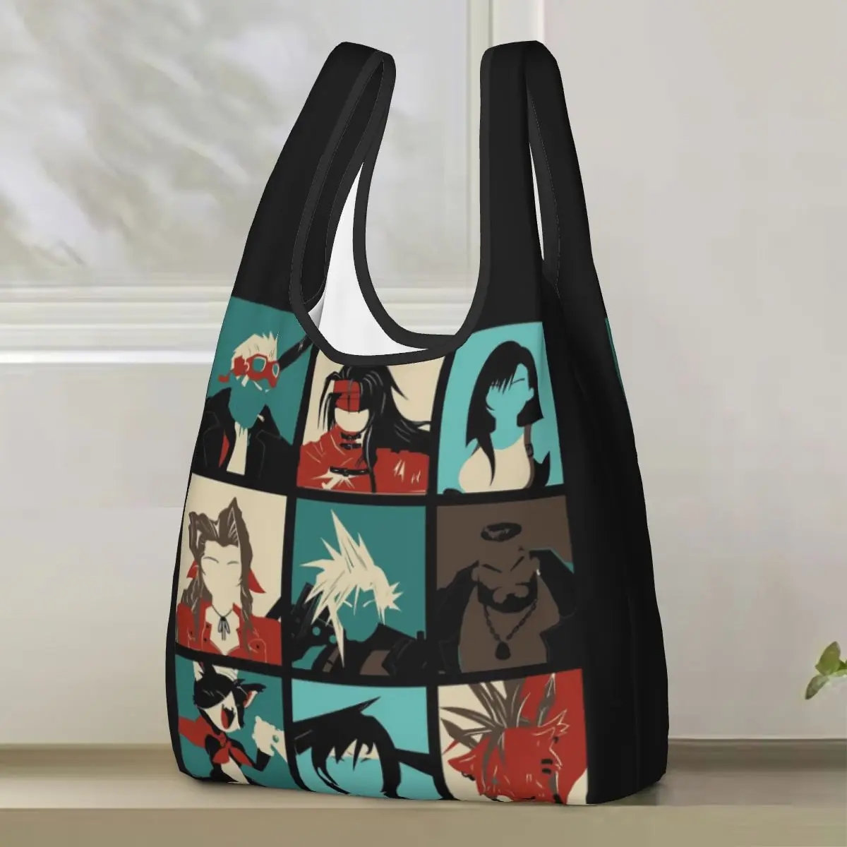 

Fantasy Final Seven Shopping Bag Portable Tote Bags Foldable Shoulder Shopper Bag Groceries Handbag