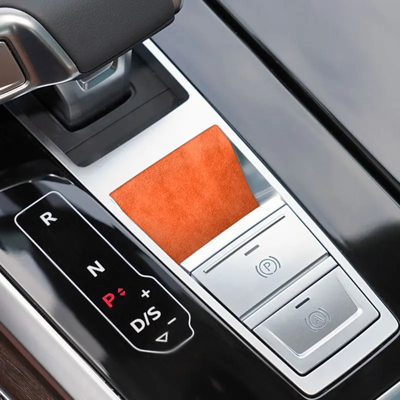Made of Top Suede For Audi Sport FY Q8 4M Q7 S8 A8 D5 Center Console Handbrake Button Knob Trim Sticker Car Interior Accessories view 6