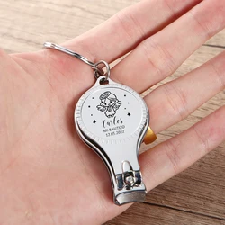 Nach Baby Taufe Favor Souvenir Keychain Mode Edelstahl Nagel Clipper Gravierte Schlüsselring Taufe Schlüssel Kette Geschenk Für Gäste