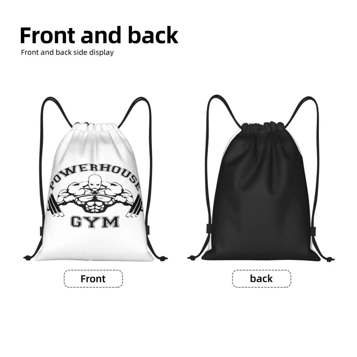 Powerhouse Gym Logo Drawstring Backpack Bags Women Men Lightweight Bodybuilding Fitness Gym Sports Sackpack Sacks for Training