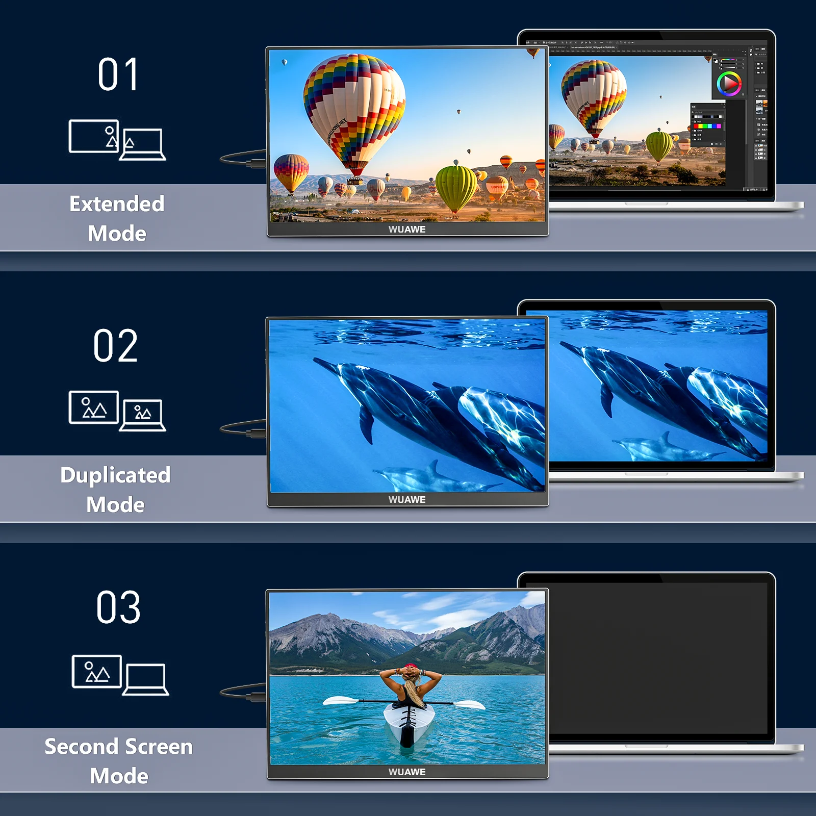 16 inch 1200P FHD Portable Monitor, 60Hz IPS LCD Screen, USB-C HDMI External Display for Laptop/Phone/PC, Second Travel Monitor