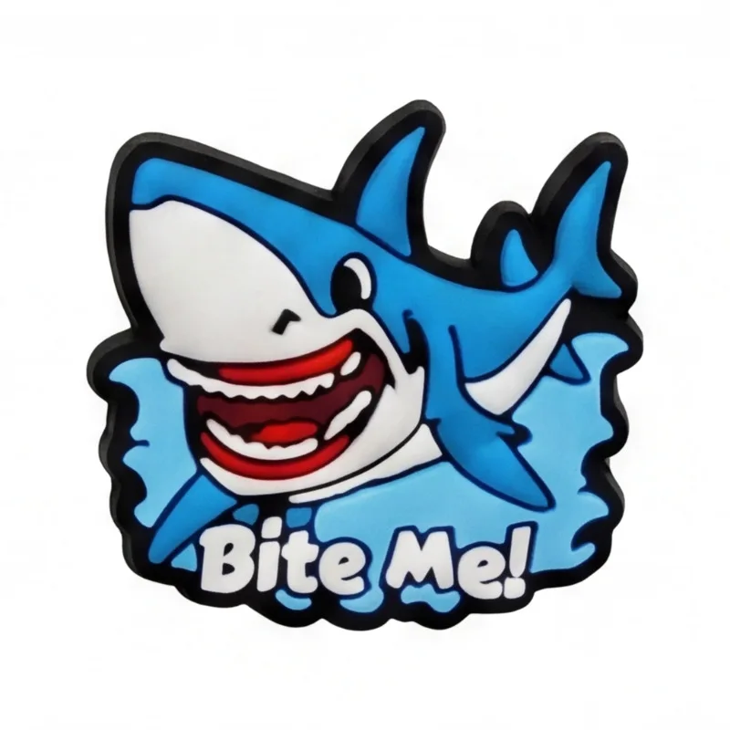 MIX Ocean Shark Silicone Shoe Charms, Funny Bite Me Clog Pins, Blue Shark Tail Shoe Decorations for Beach Lovers