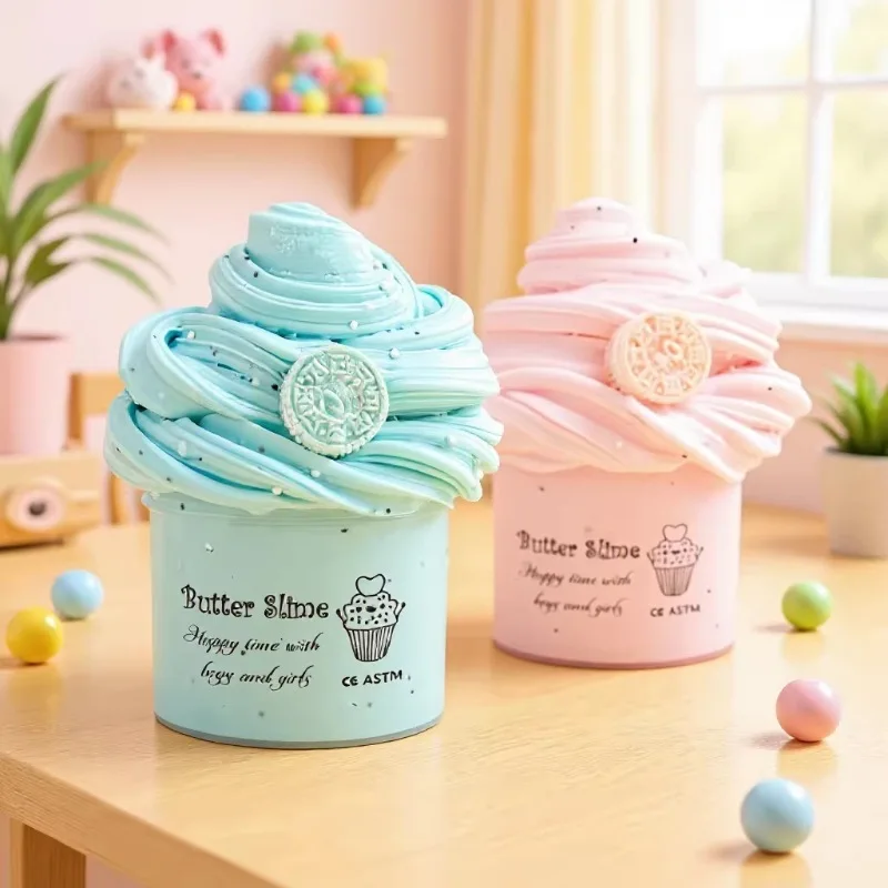 Kit de Slime de Mantequilla con Aroma a Chocolate y Galletas, 70 ml, Slime Suave y Esponjoso, Plastilina DIY, Regalo de Cumpleaños, Juguetes para Fiestas