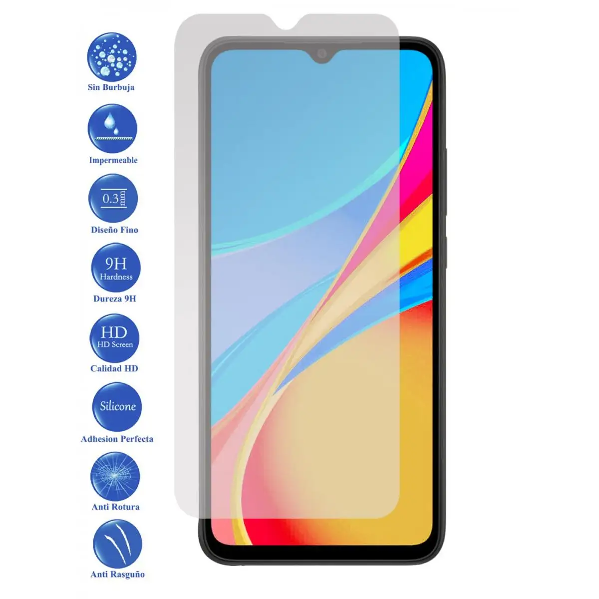 Xiaomi Redmi 9C tempered glass screen Protector 9H for movil - Todotumovil