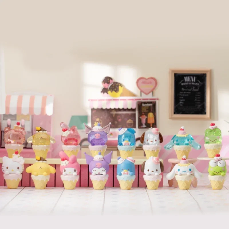 Sanrio Characters Mini Ice Cream Cone Series Blind Box Kuromi Cinnamoroll Hello Kitty My Melody Birthday Gift Children's Toy