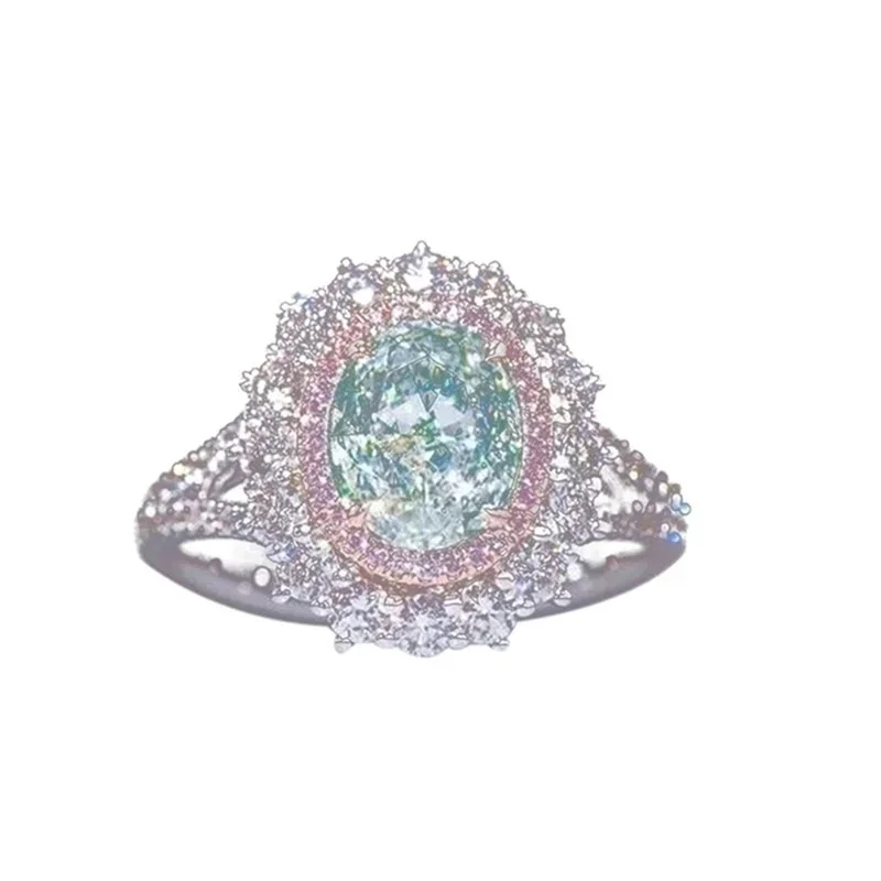 Luxurious Silver Color Inlaid Pink Zircon Multicolour Stones Rings for Women Shining Engagement Wedding Rings Jewelry