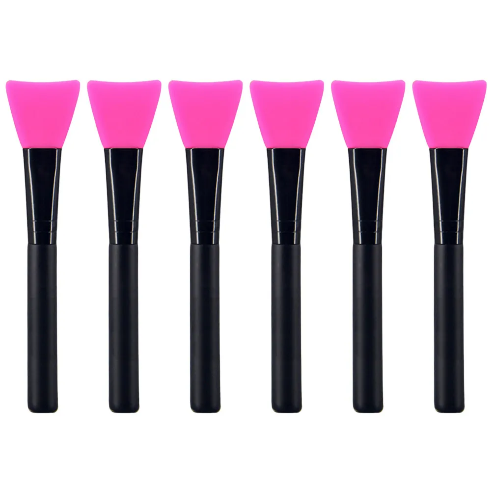 6Pcs Professional Silicone Facial Brush Set Flat Head for Nose Eyebrows Lips Cheeks Body Lotion Mud Mask Application Luxury