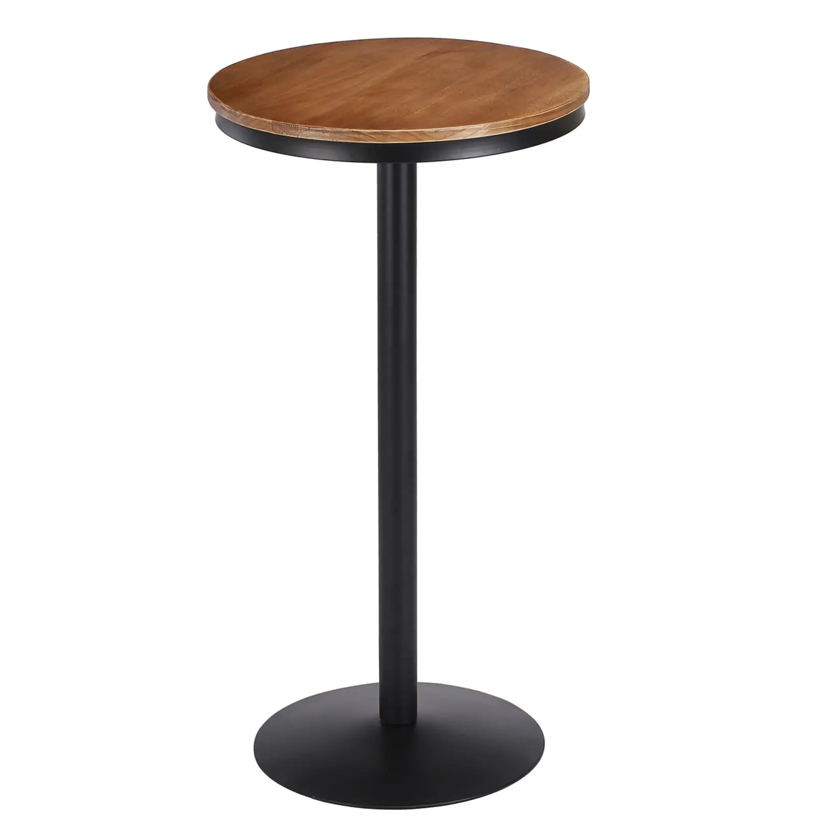 

41.5 Inch Round Bar Table With Solid Wood Top And Metal Base Rustic Industrial Style