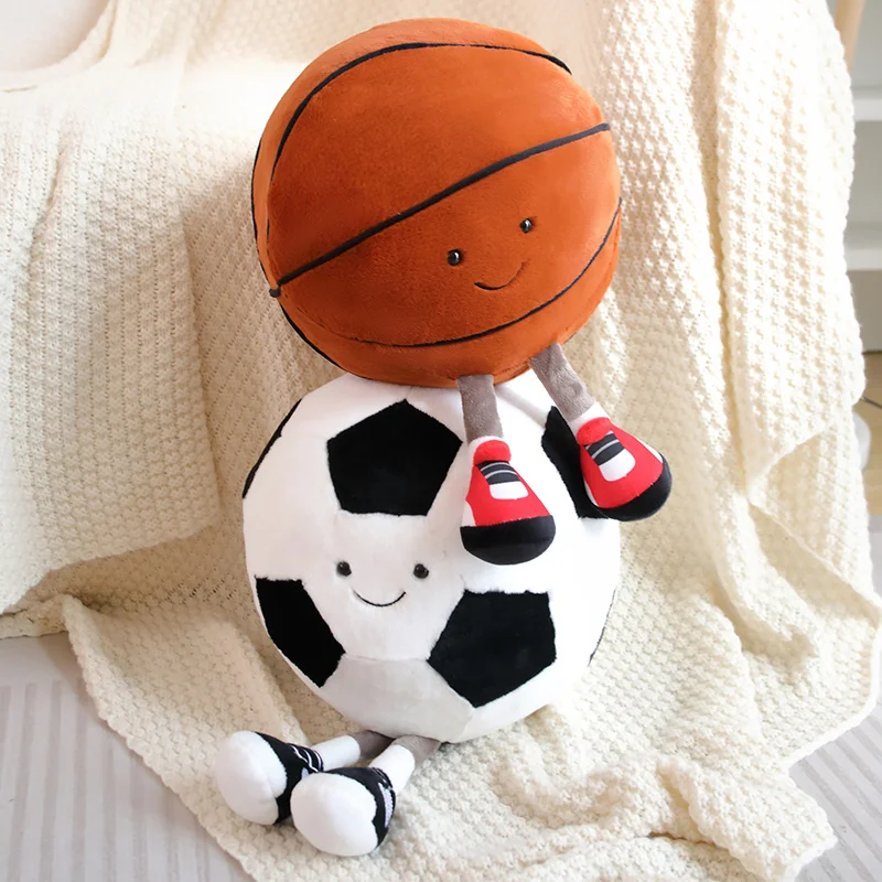 Reallife Basketball Toys Stuffed Lifelike Football Pillow Decor For Children Kawaii Plush Round Ball Toys Pillow For Boys Gifts