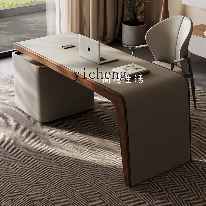 

LX saddle leather solid wood desk boss study desk