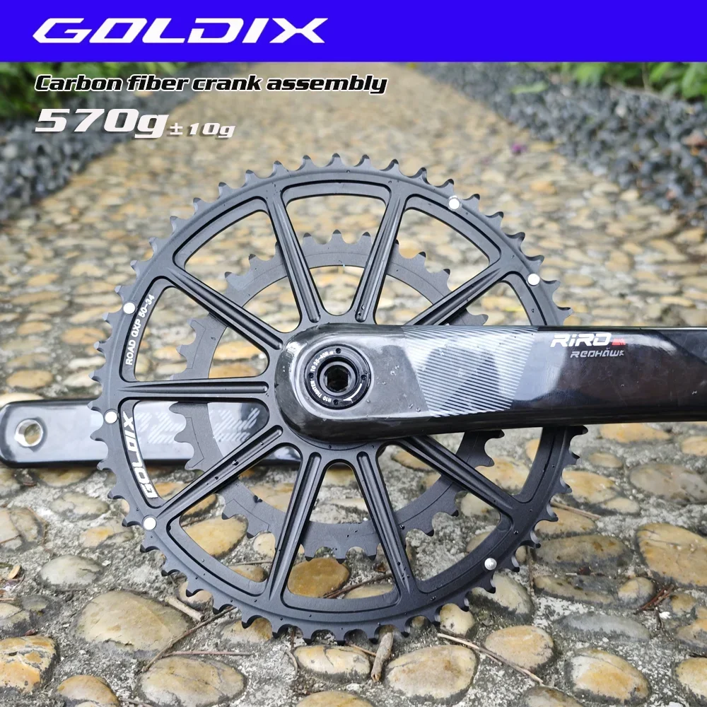 GOLDIX Carbon Fiber Crank Road/Gravel Bike 11/12 Speed 50-34/53-39T Direct Mount Bicycle Crankset 170mm 32-48T Chainring Bike