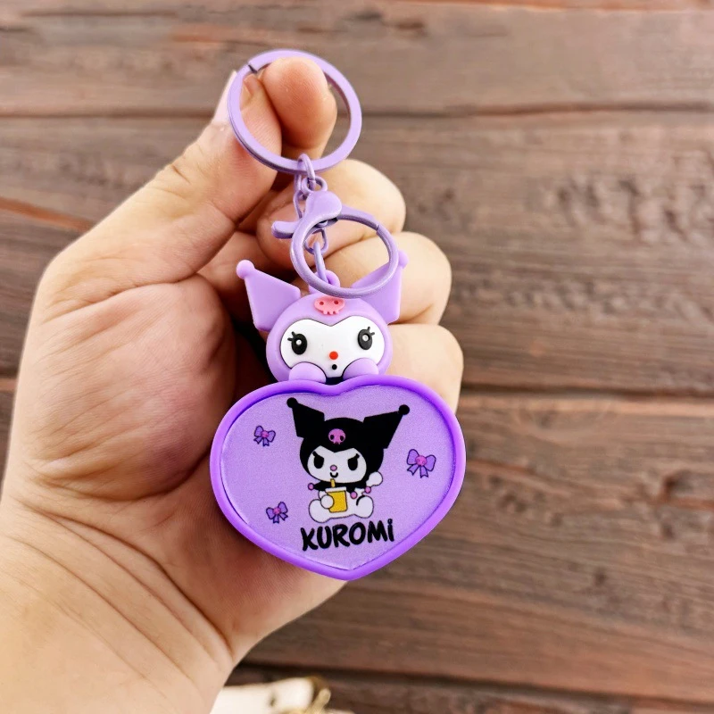 Sanrio Cinnamoroll Cartoon Heart Night Light Keychain Kuromi My Melody Hello Kitty Bag Pendant Couple Keychain Bag Pendant Gifts