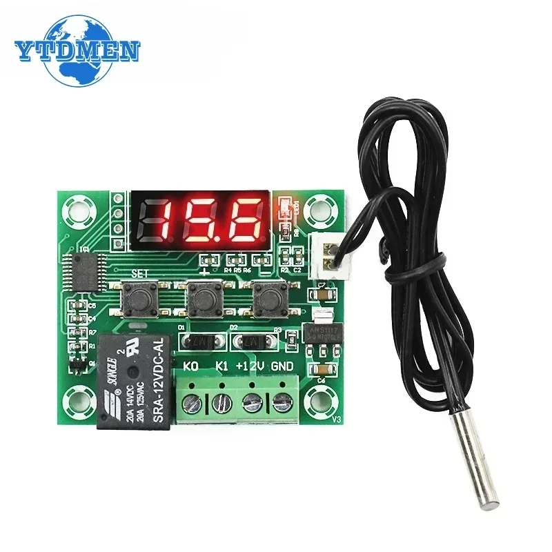 1PCS DC 12V Temperature Controller Module with Case XH W1209 LED Display Digital Thermostat Module with Waterproof NTC Probe