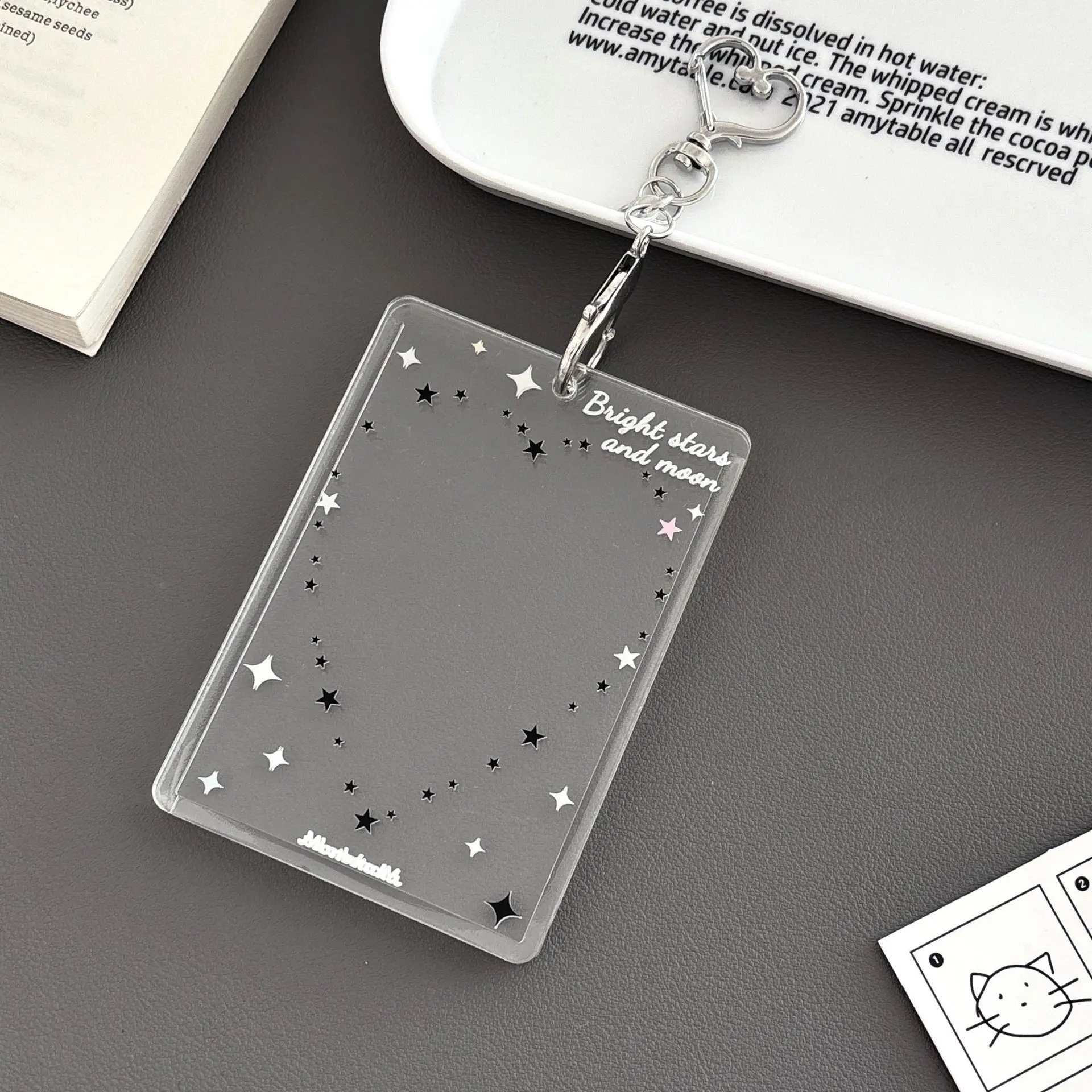 Small Card Ferrule Acrylic Card Case Photocard Holder 3-Inch Card Cover Holder For Gift Daily Use Travel Keychain Bag Pendant