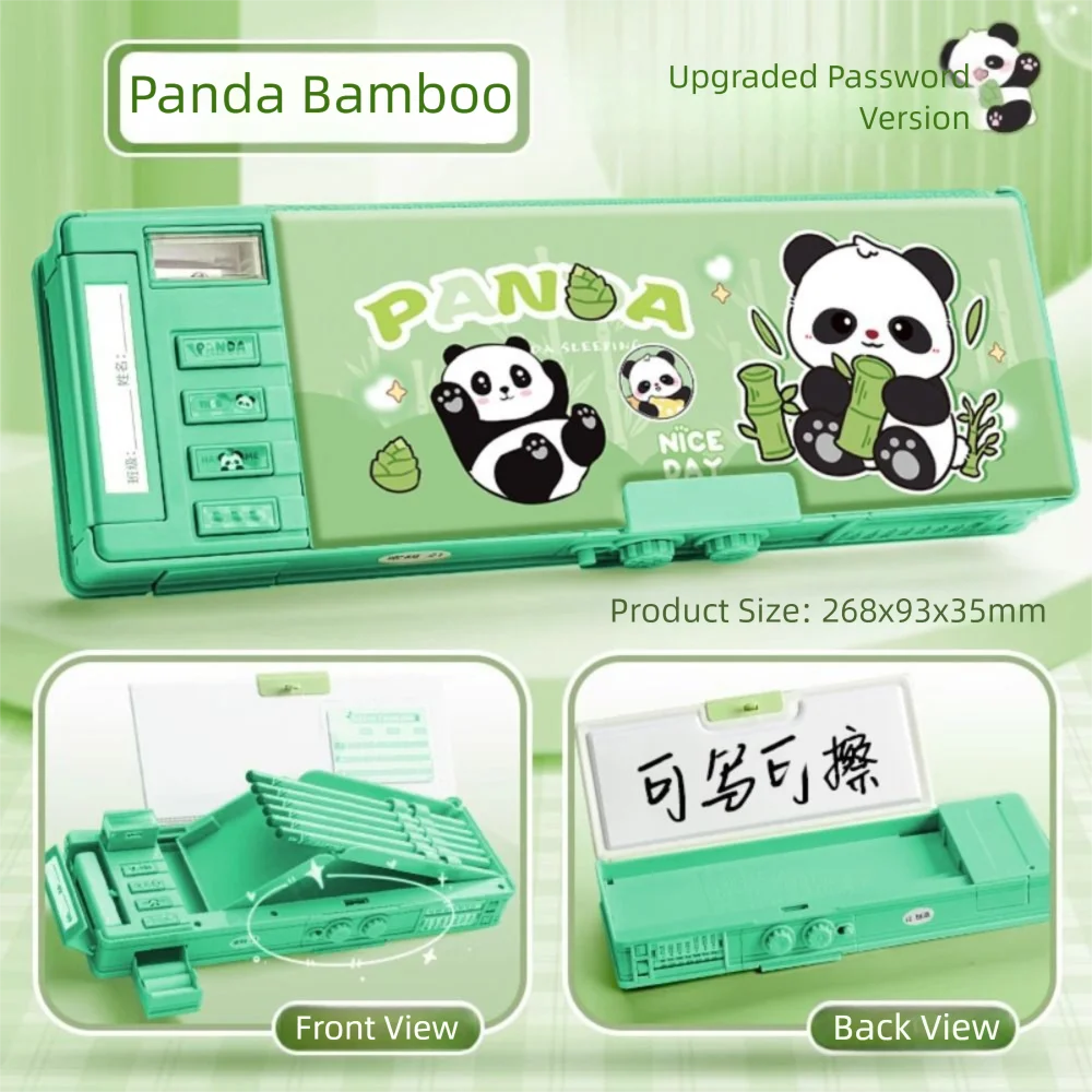 The Office Tech - Cartoon multifunctionele panda-pennenkoker, dubbele laag, grote