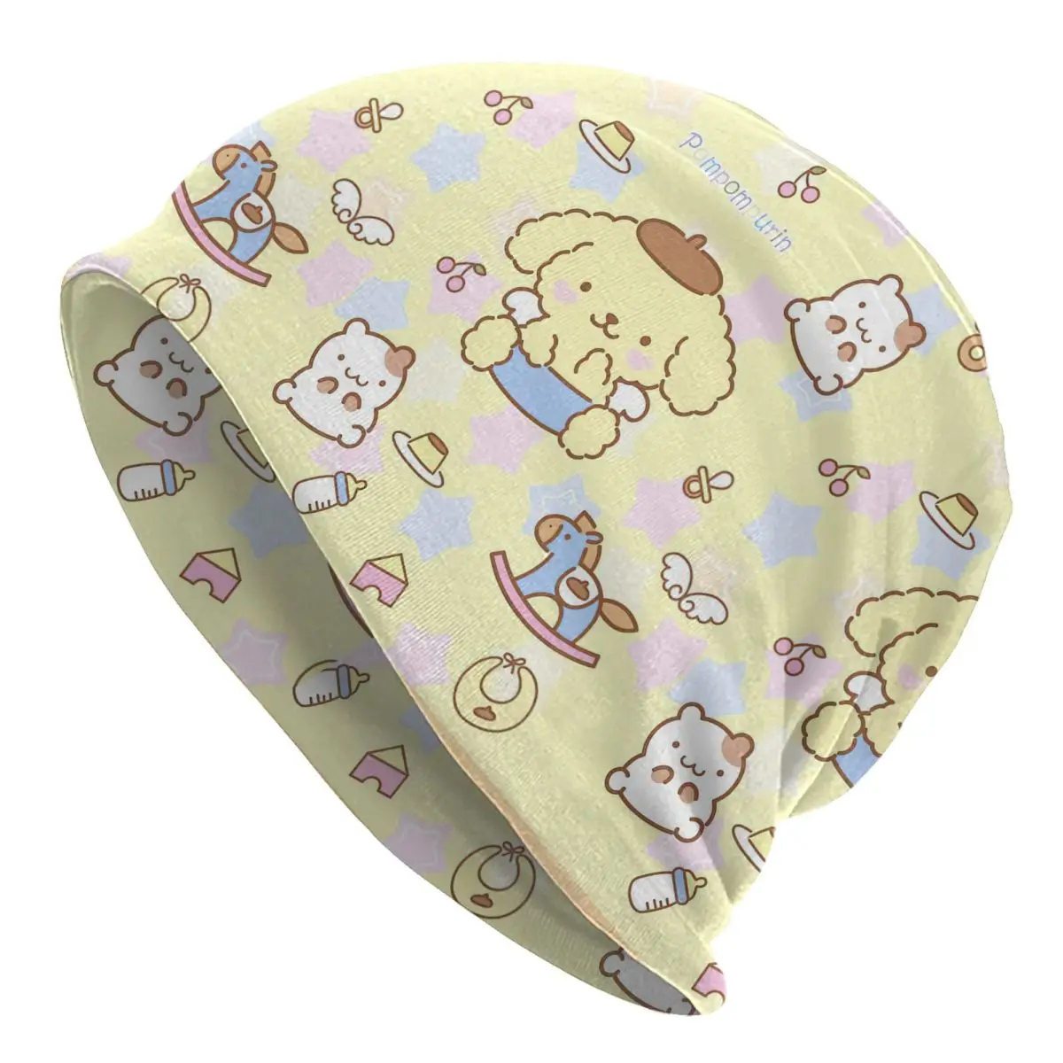

Pom Pom Purin Cartoon Bonnet Hats Autumn Winter Street Skullies Beanies Hat Unisex Summer Dual-use Cap