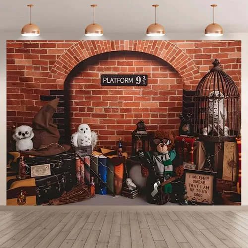 Imagen 2 del producto Fondo de escuela mágica fotografía Castillo plataforma de mago primera noche calle decoración de fiesta de cumpleaños regalos accesorios cartel