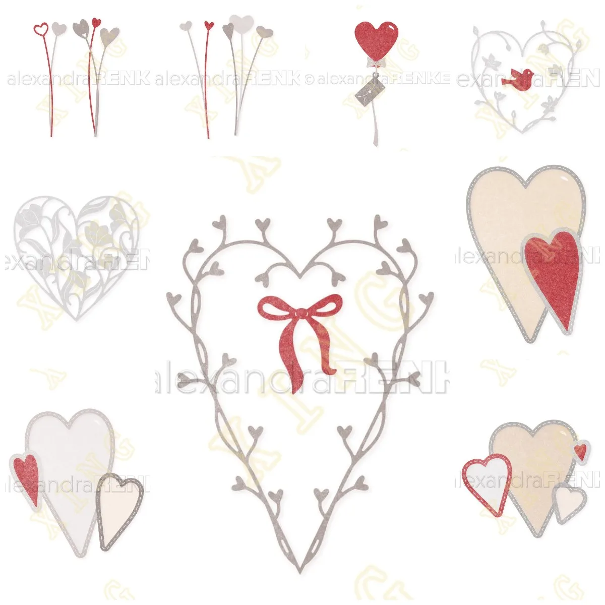 

2024 New Heart Balloon Greetings Heart Tag Metal Cutting Die Scrapbook Embossed Paper Card Album Craft Template Cut Die Stencils
