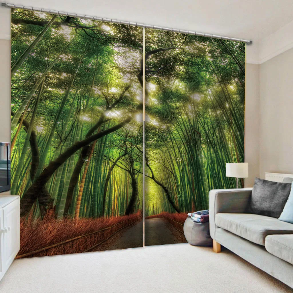 Photo forest curtains Window Curtain for Bedroom Living Room Hook Decor 3D Style Shower Curtain