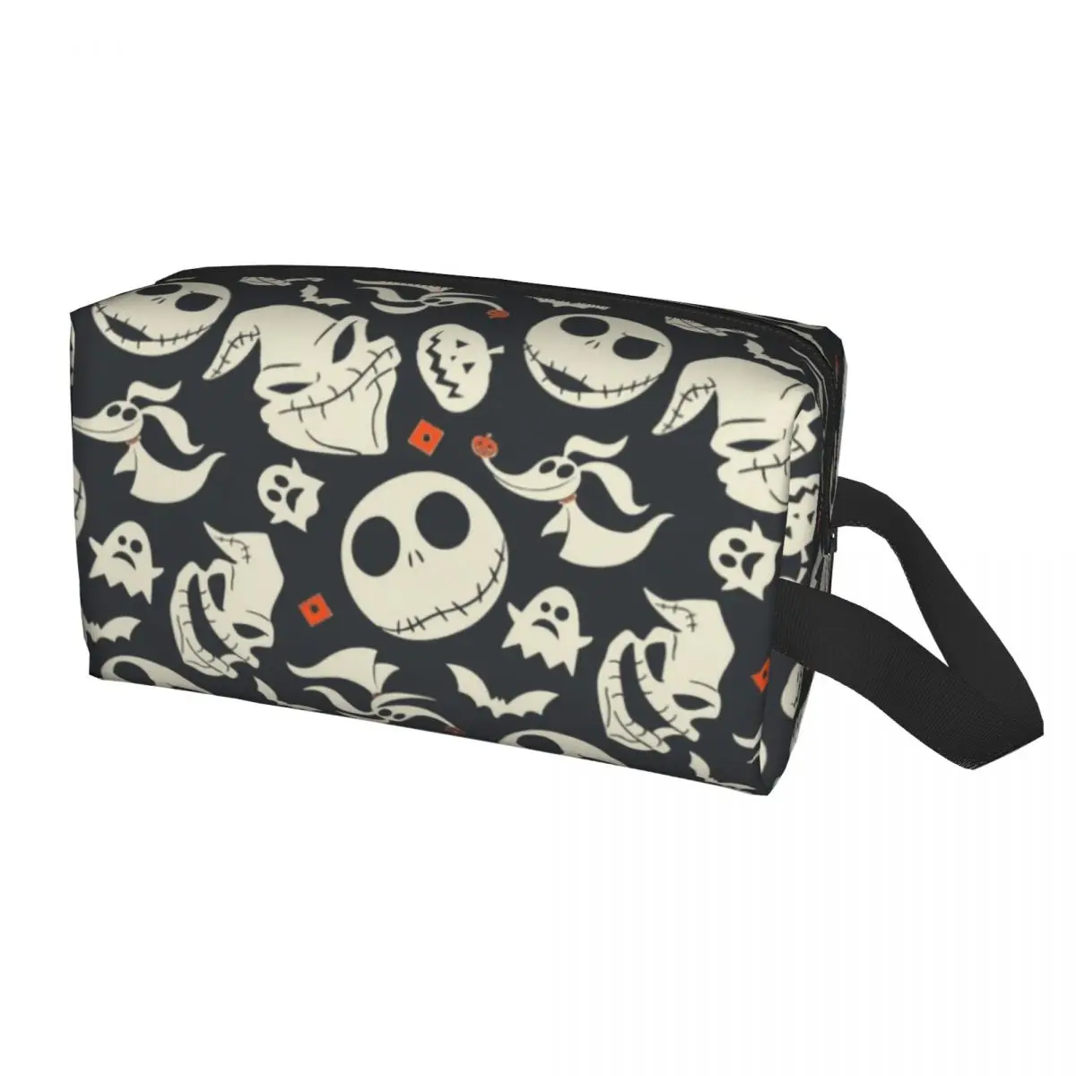 Custom Jack Skellington Makeup Bag for Women Travel Cosmetic Organizer Cute The Nightmare Before Christmas Storage Toiletry Bags