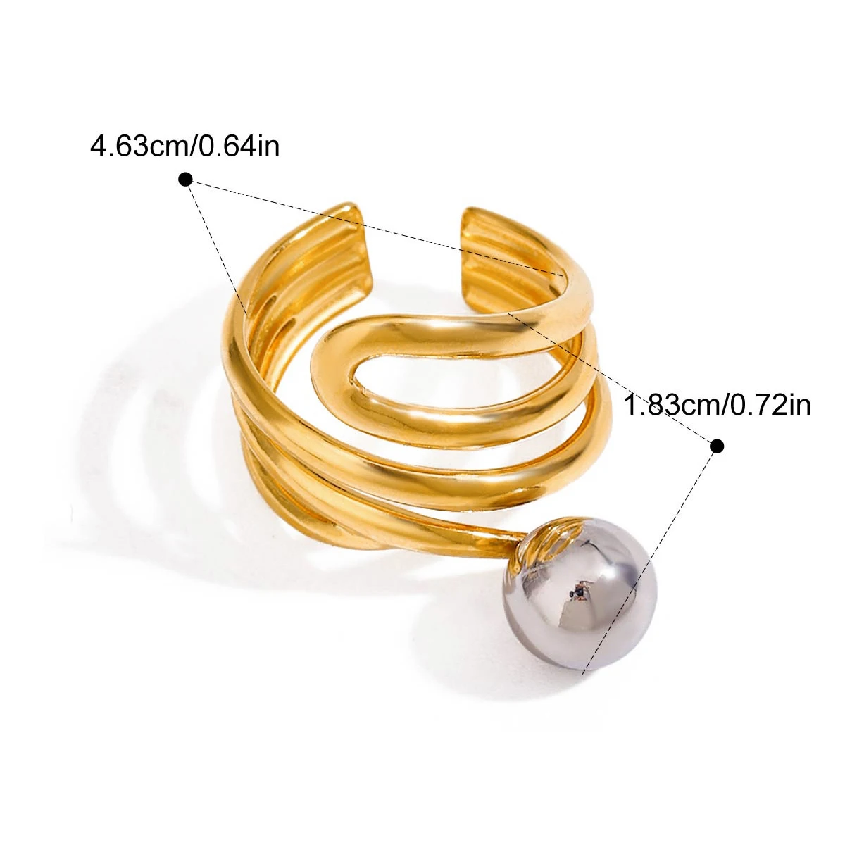 Yori Stainless Steel Gold Color Stacked Layer Rings Waterproof 18K PVD Plated Individualistic Jewelry Accessories Gift