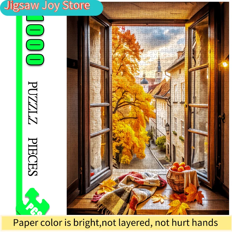 

Пазл-головоломка «Осенняя уличная сцена и натюрморт на подоконнике» (1000 элементов) — большой развивающий конструктор для всей семьи, подарок для веселых семейных игр, V