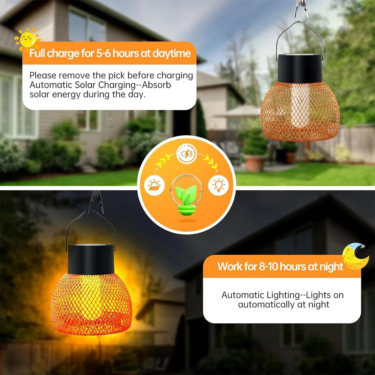 Подвесные солнечные фонари, уличные солнечные фонари для улицы, водонепроницаемые с эффектом пламени для украшения двора, сада, дорожки, лагеря