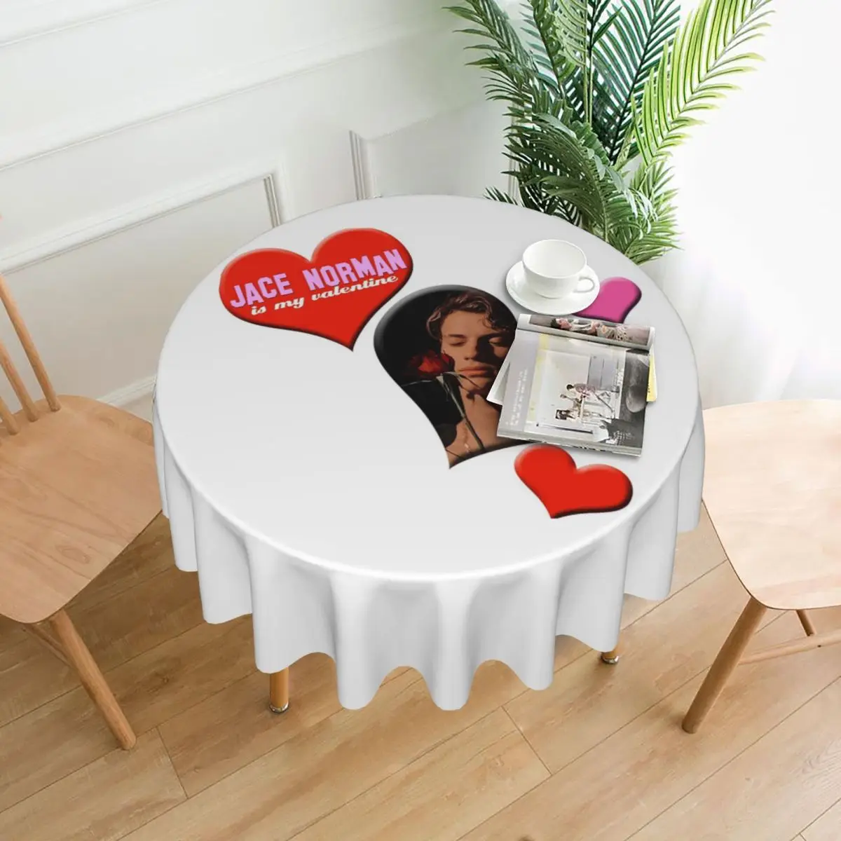 Jace Norman Is My Valentine Waterproof Round Tablecloth Oilproof Table Cloth for Kitchen Events Dining Table Cover 60 inch