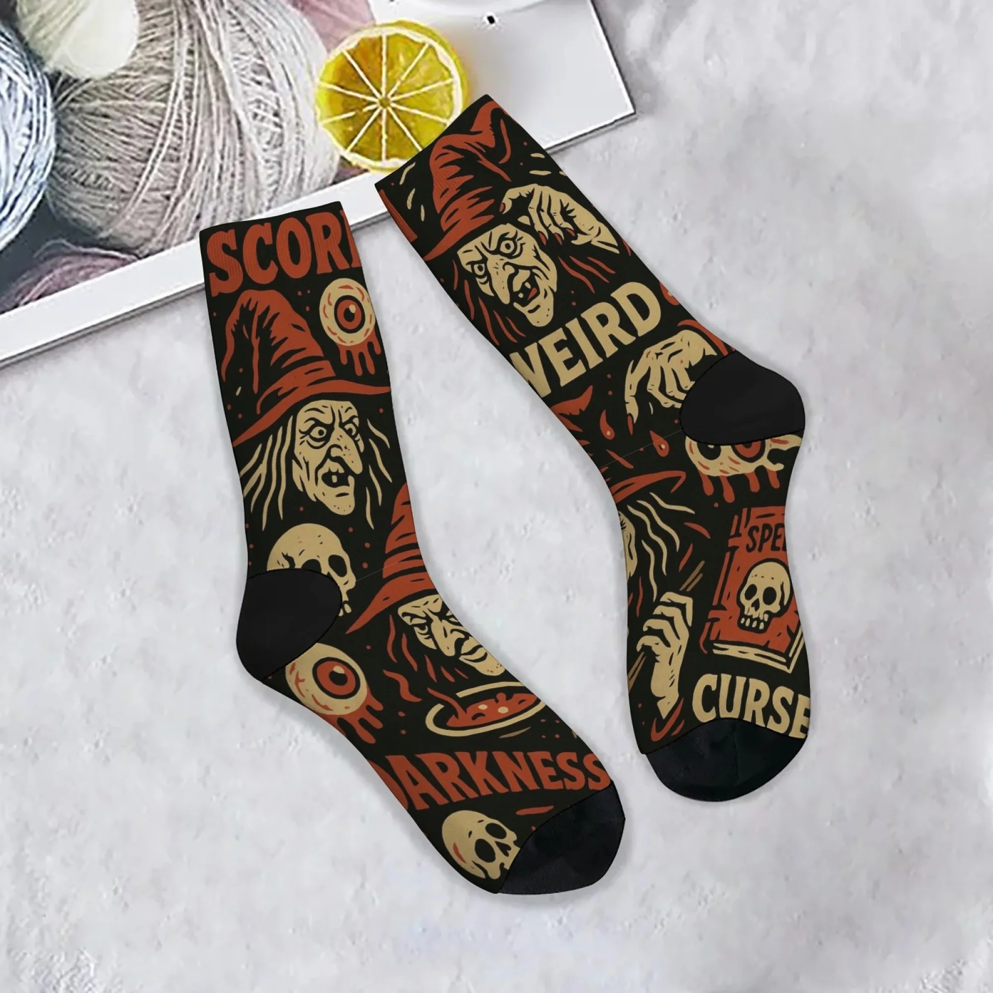 Neuheit Harajuku Retro Gothic Hexe Drucken Casual Socken Atmungsaktivem Nicht-slip männer Socken Straße Hip Hop Crew socken