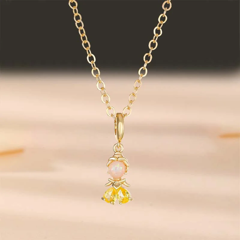 Romantic Fairy Tales Princess NecklaceS for Women Girls Zircon Mermaid Necklace Stainless Steel Jewelry Exquisite Souvenir Gifts