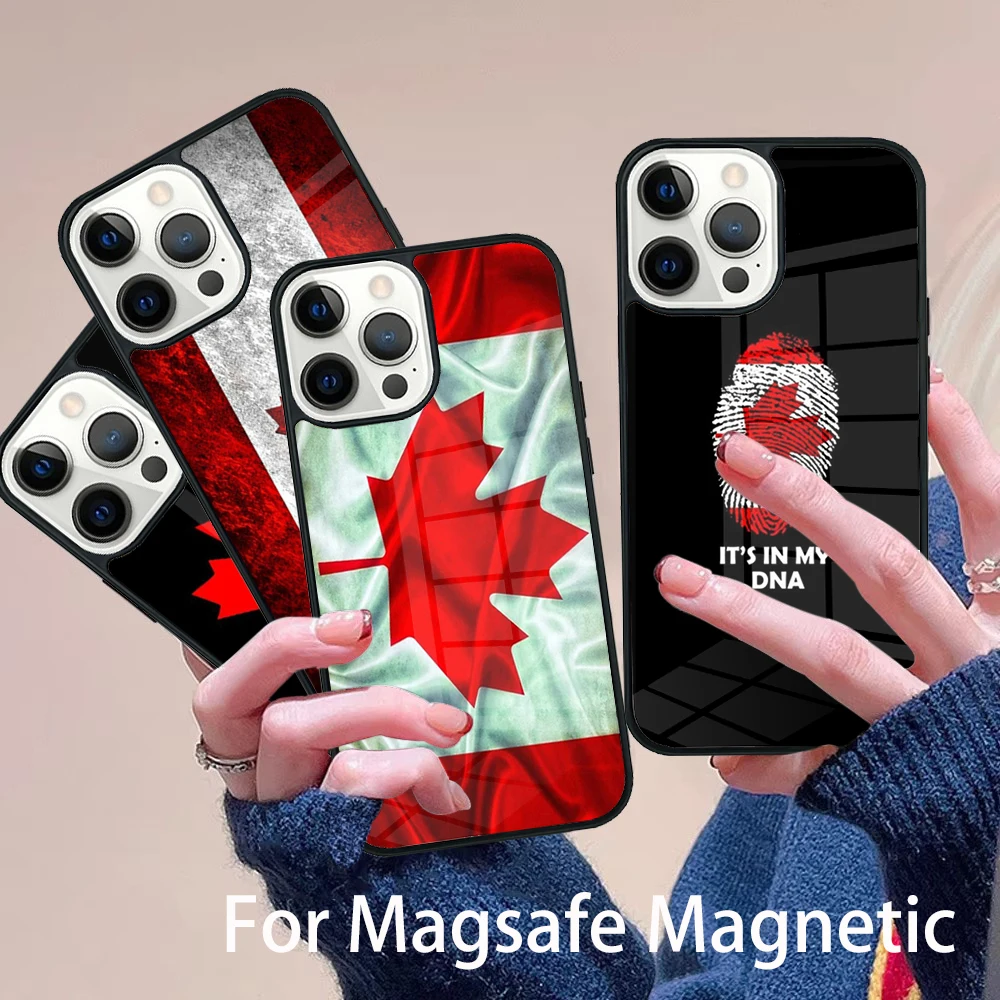 

Canada flag Phone Case Magesafe Magnetic Wireless Charge Cover For IPhone 16 11 12 13 14 15 Pro Max Plus Mini