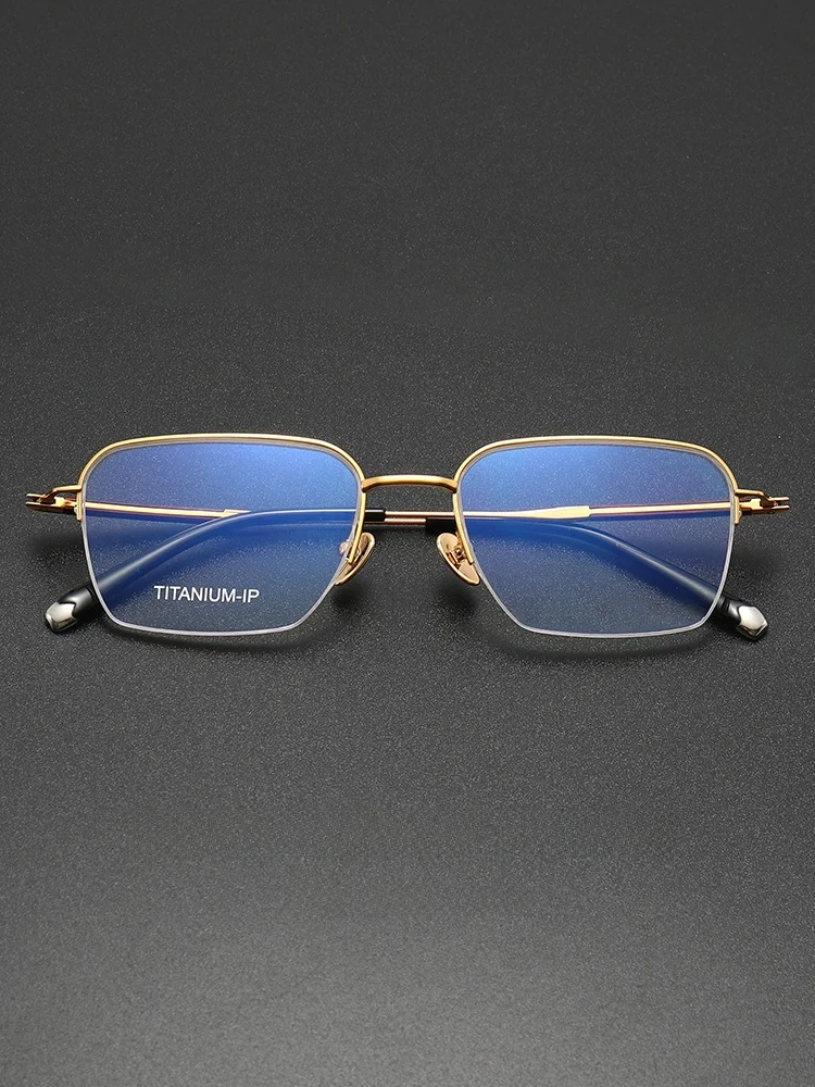 pure-titanium-semi-rimmed-optical-glasses-frame-for-men-in-rosewood-high-end-business-gold-wire-large-face-frame