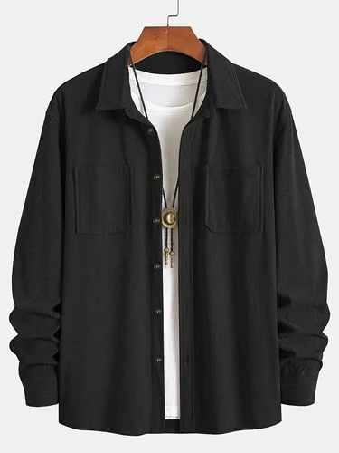 Imagen 2 del producto La nueva camisa de pana de primavera y otoño 2025, una solapa informal para hombre y chaqueta holgada de moda.