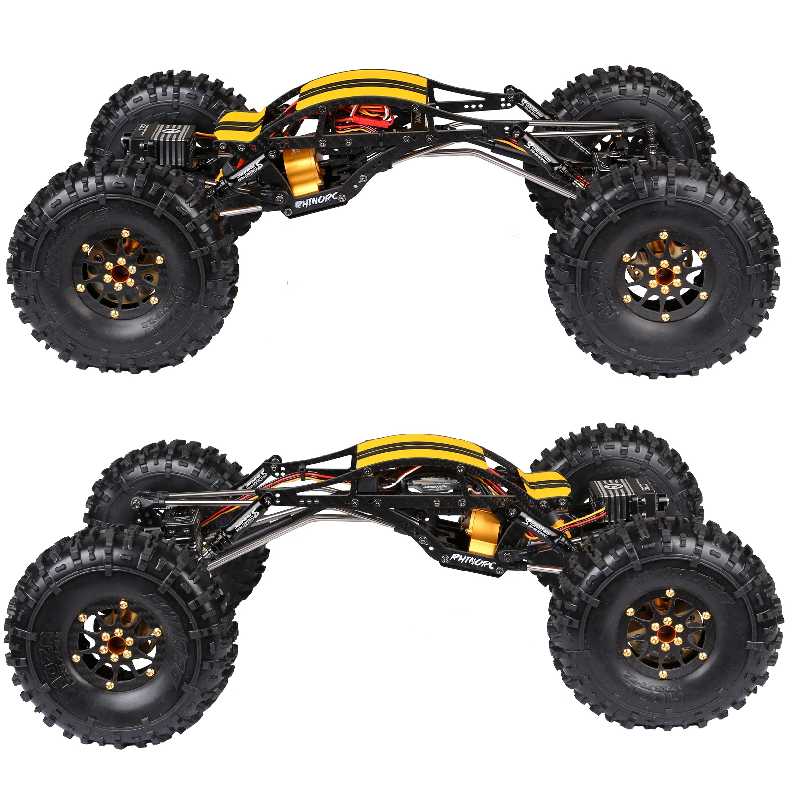 RhinoRC 4WS 1/10 RC Brushless Crawler Car, Front & Rear 4 Wheel Steering Off-Road Rock Crawler for MOA RTR Off-Road Competition