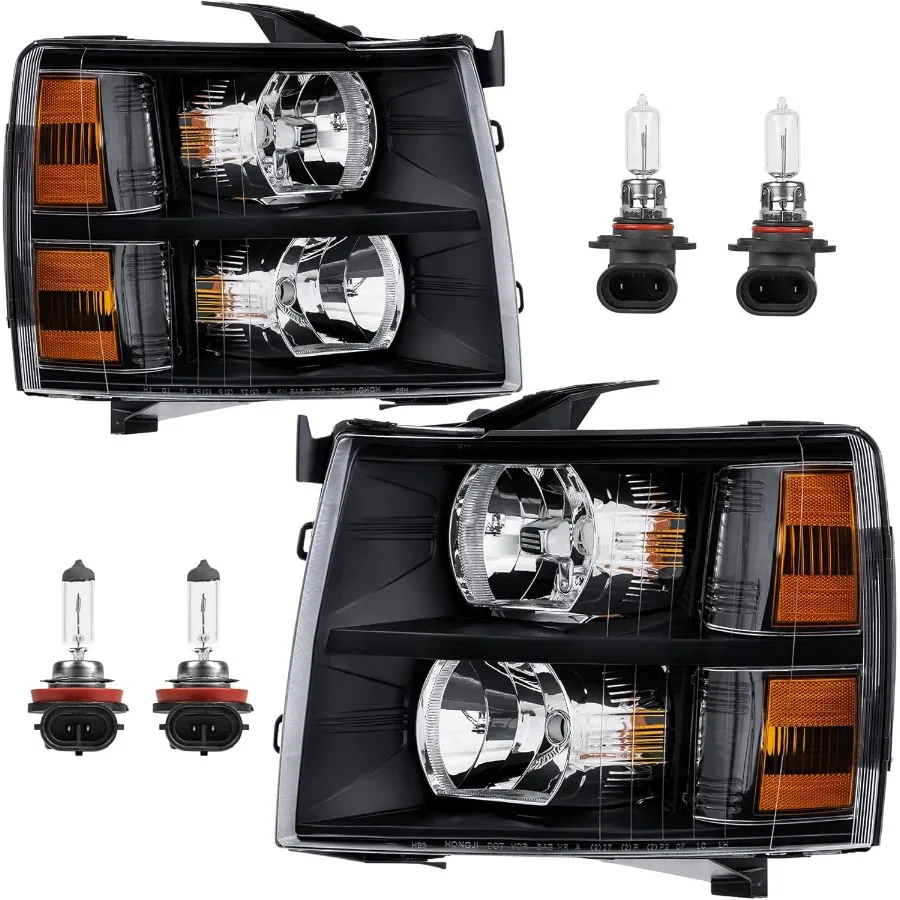 

Фара в сборе, совместимая с передней лампой Chevy Chevrolet Silverado 1500 1500 2500HD 3500HD 2007-2013, черный корпус/прожим