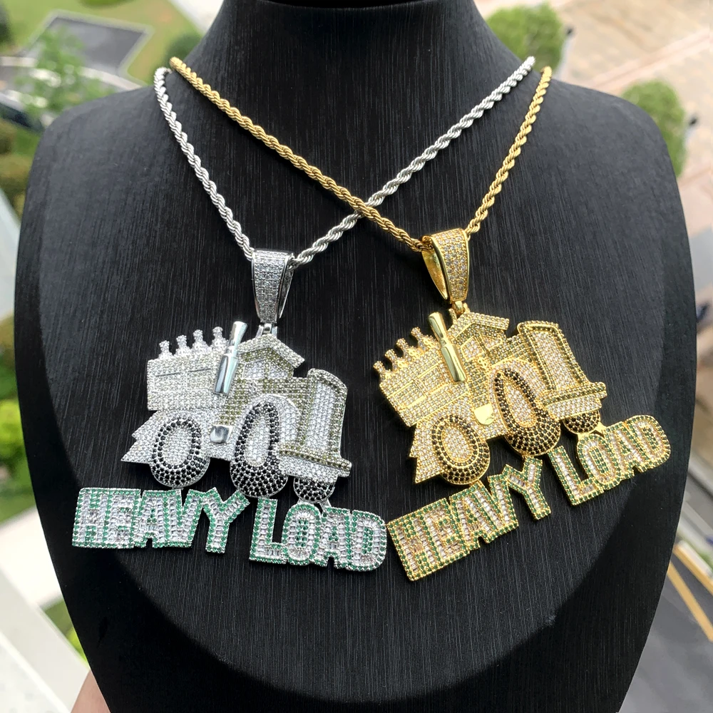 Heavy Load Letter Pendant Necklace for Women Men Iced Out Bling Cz Zircon Charms with Tennis Chain Hip Hop Jewelry for Gift