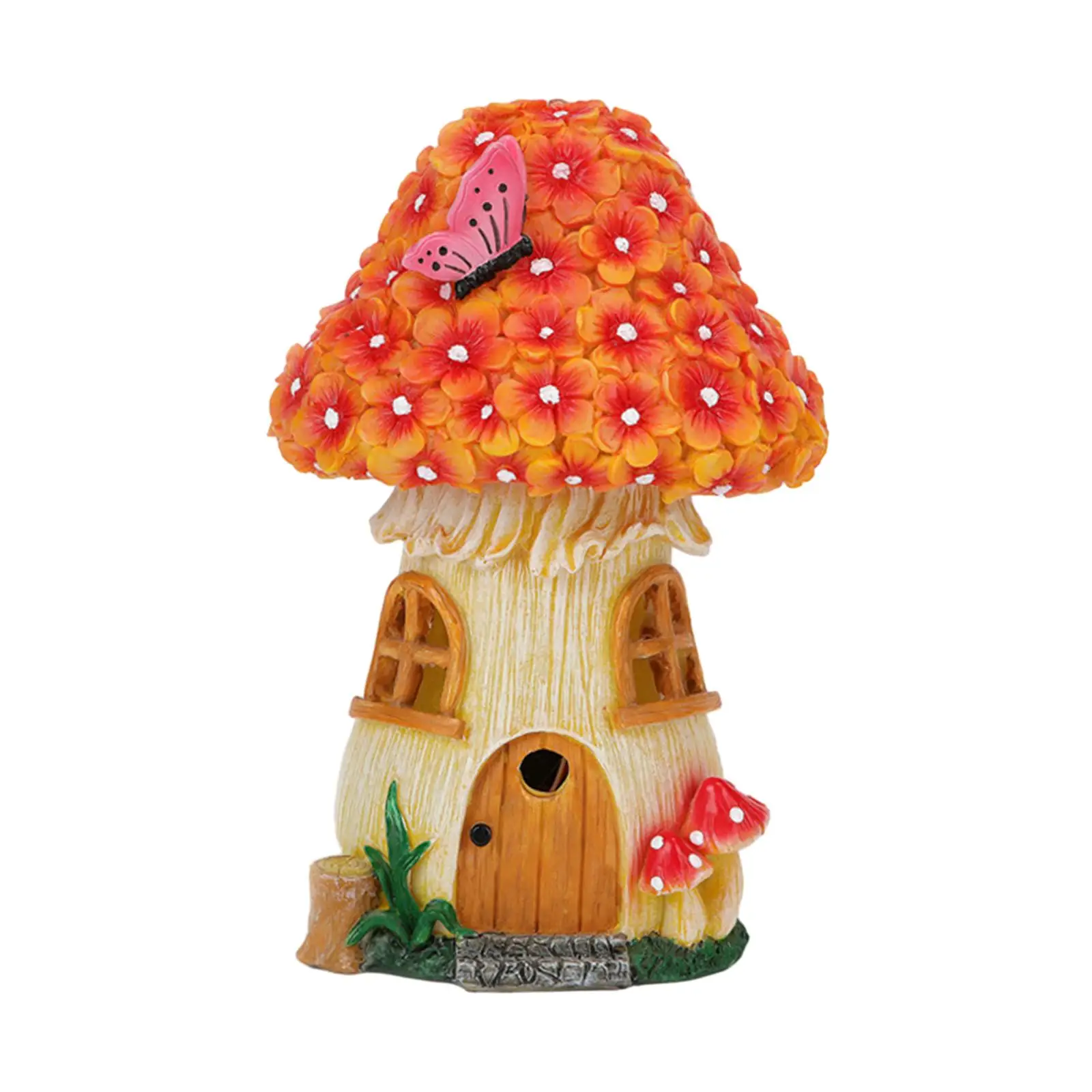 

Solar Powered Mushroom House Night Light Weather Resistant 11.7x11x18cm Resin