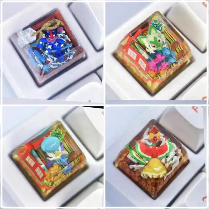 

Pokemon Anime Character Keycap Mechanical Keyboard Resin Transparent Stereoscopic Keycap Greninja Primeape Sprigatito Fuecoco