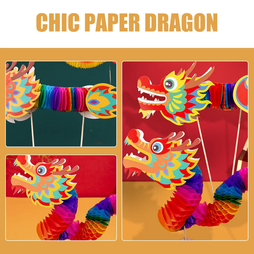 

4 Pcs Flower Drawing Paper Chinese Hanging Garland Ornaments for Kids Manual New Year Crafts Decorations Child